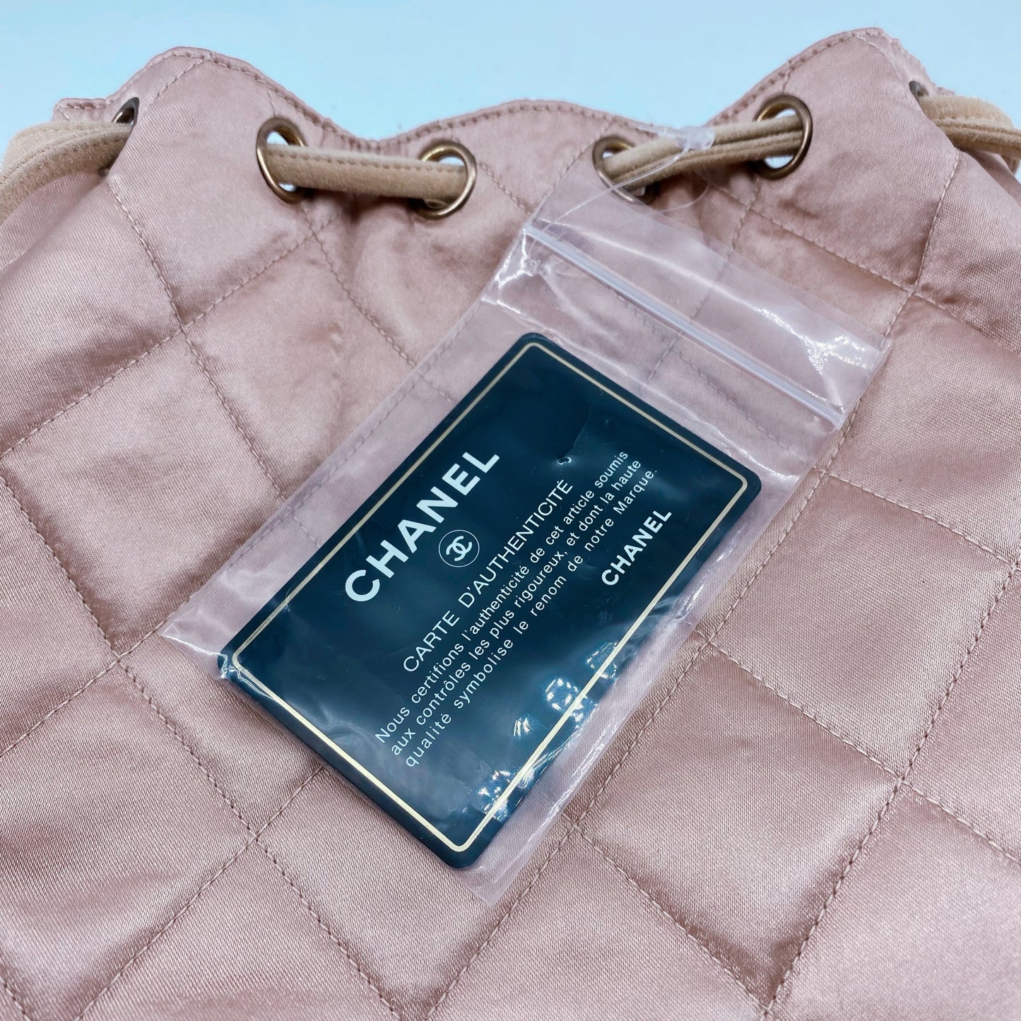 Chanel Vintage Quilted Satin and Suede Drawstring Backpack