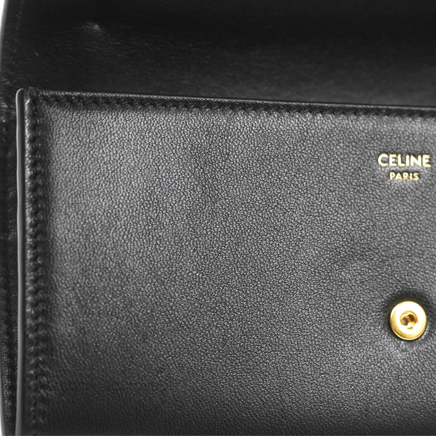 Celine Large Wallet Triomphe in Shiny Calfskin Black Gold Hardware