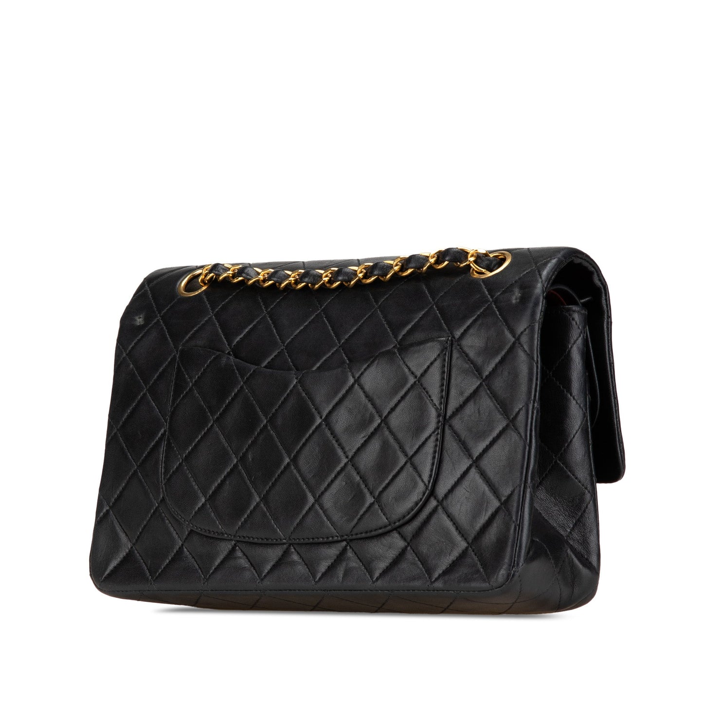 Black Chanel Medium Classic Lambskin Double Flap Shoulder Bag