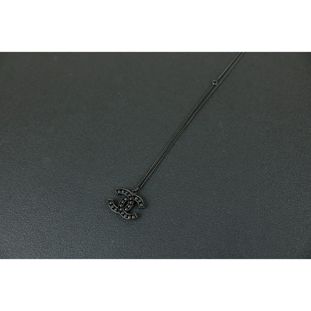 Very Good ( Rank A) ｜CHANEL COCO Mark  Black and White Rhinestone  Necklace Black｜F25022008