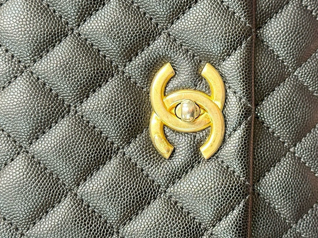 Chanel Medium Caviar Quilted Coco Handle Flap Black GHW