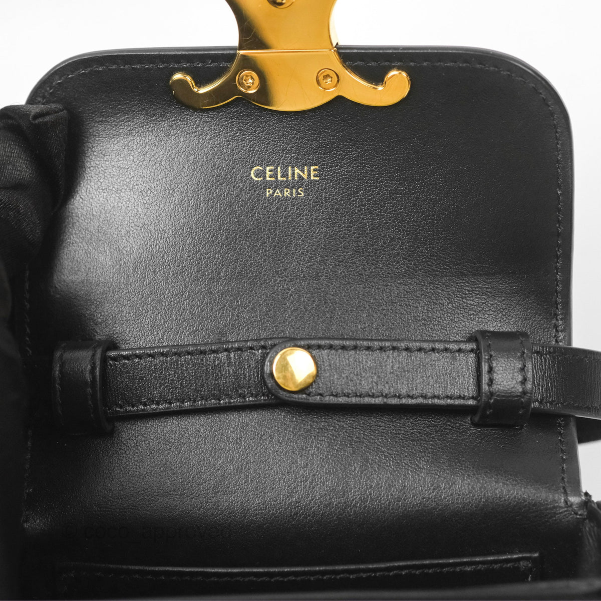 Celine Mini Triomphe Shiny Calfskin Black