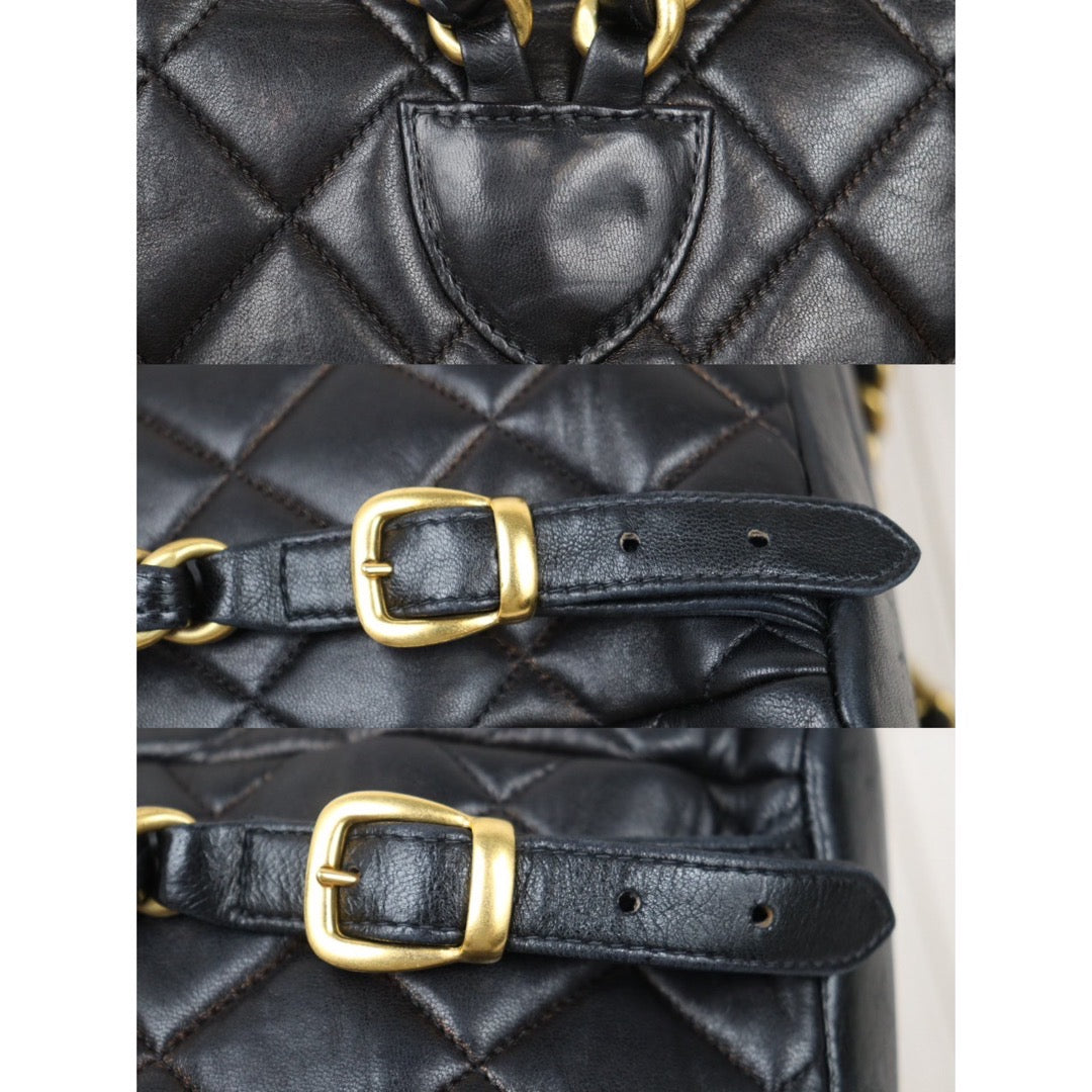 Good ( Rank AB)｜CHANEL  Lamb Skin Duma Backpack  Black Made in 1996-1997 Year｜P24061128