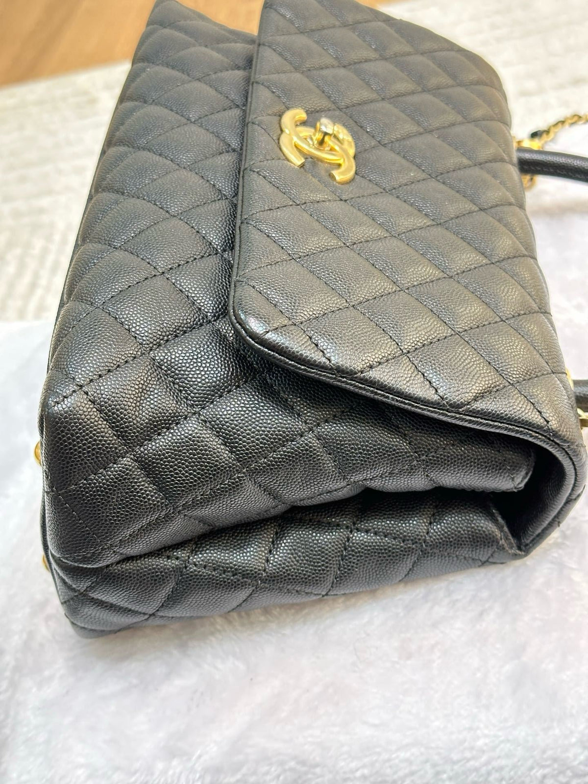 Chanel Medium Caviar Quilted Coco Handle Flap Black GHW