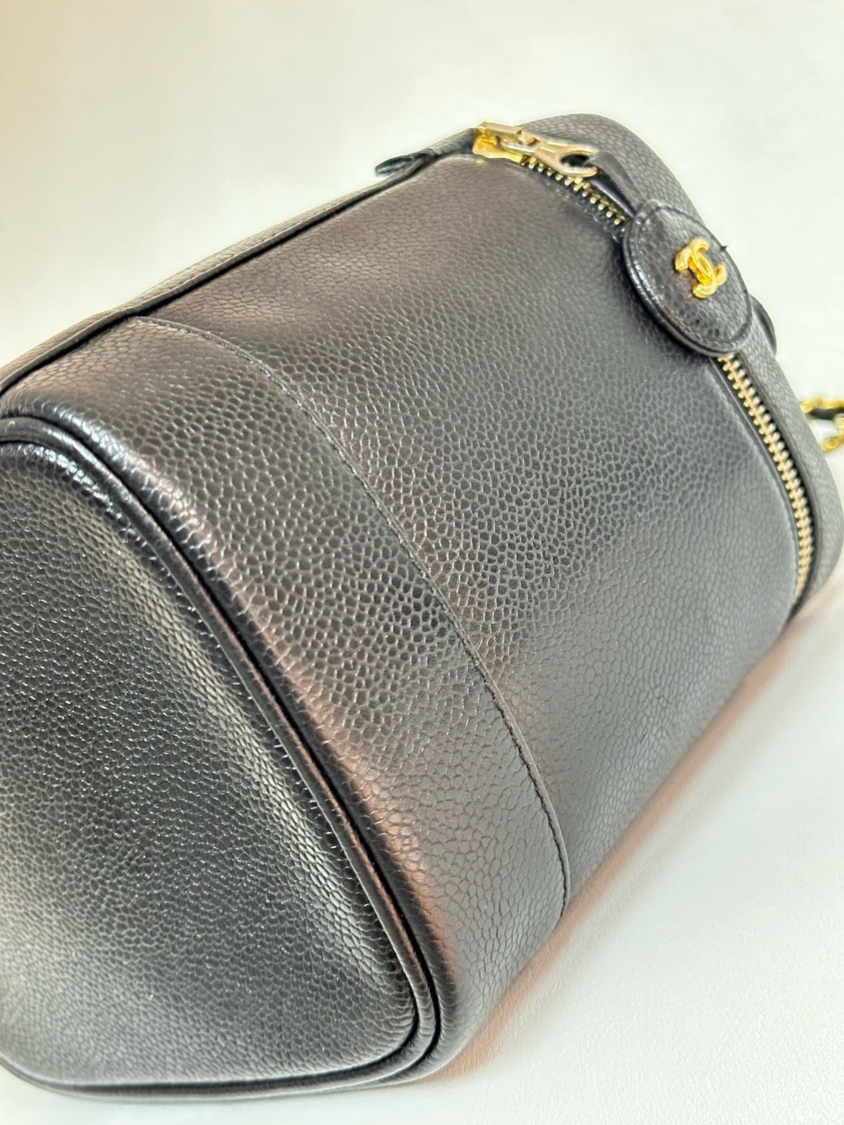 Chanel Vintage Vanity Case Black Caviar GHW 2 holo card