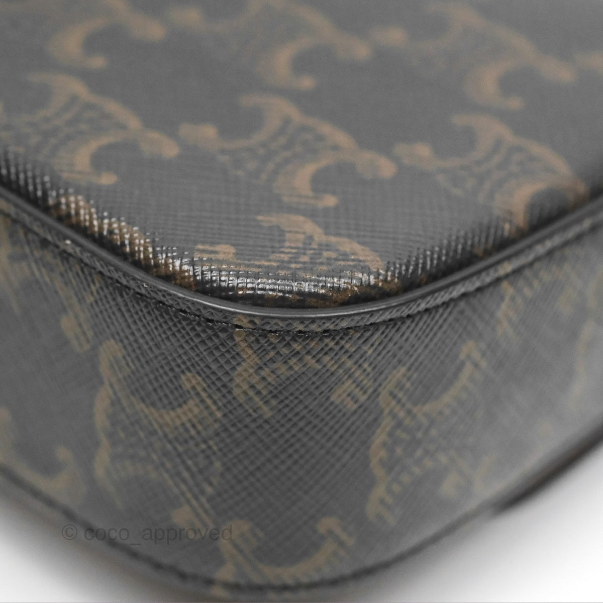 Celine Triomphe Shoulder Bag Tan Calfskin Triomphe Canvas
