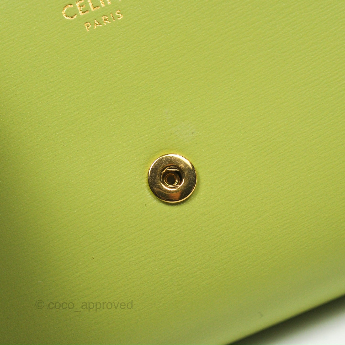 Celine Small Triomphe Flap Wallet Avocado Green Shiny Calfskin