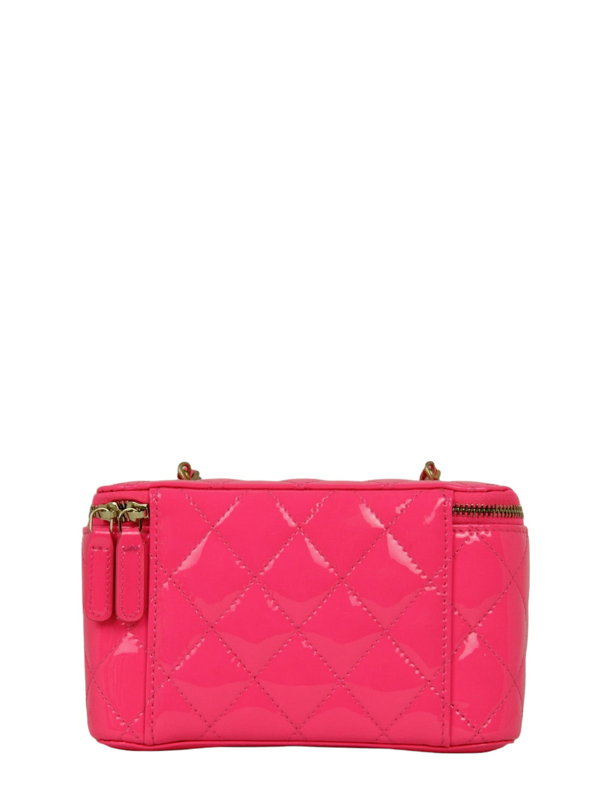 Chanel Neon Pink Patent Pearl Crush Small Vanity Case