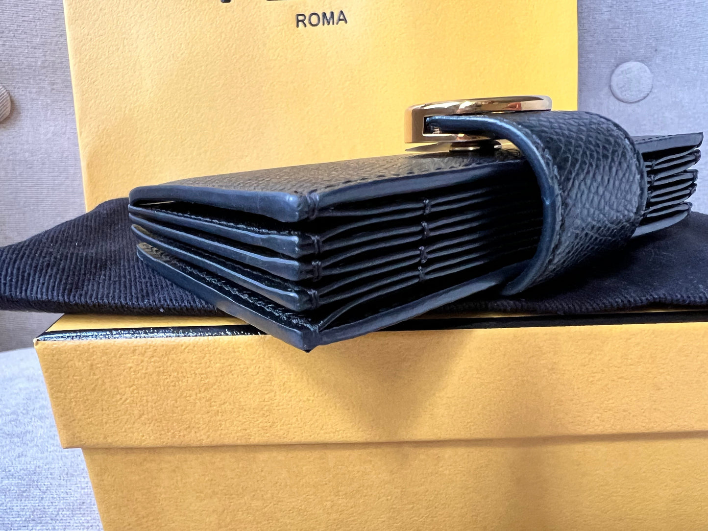 Fendi Black Gusseted Card Holder