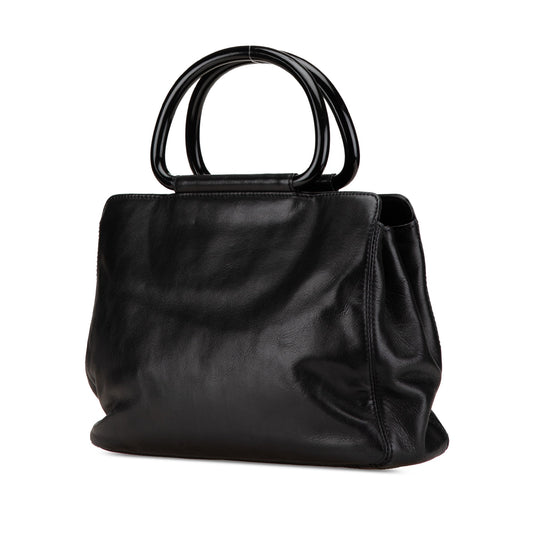 Black Chanel CC Lambskin Tortoise Handle Tote