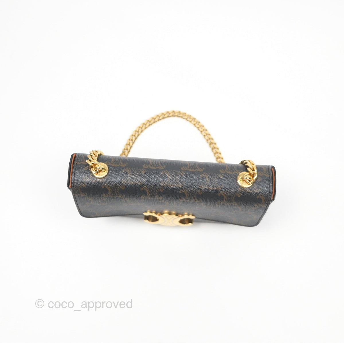 Celine Chain Shoulder Bag Claude in Triomphe Canvas Tan