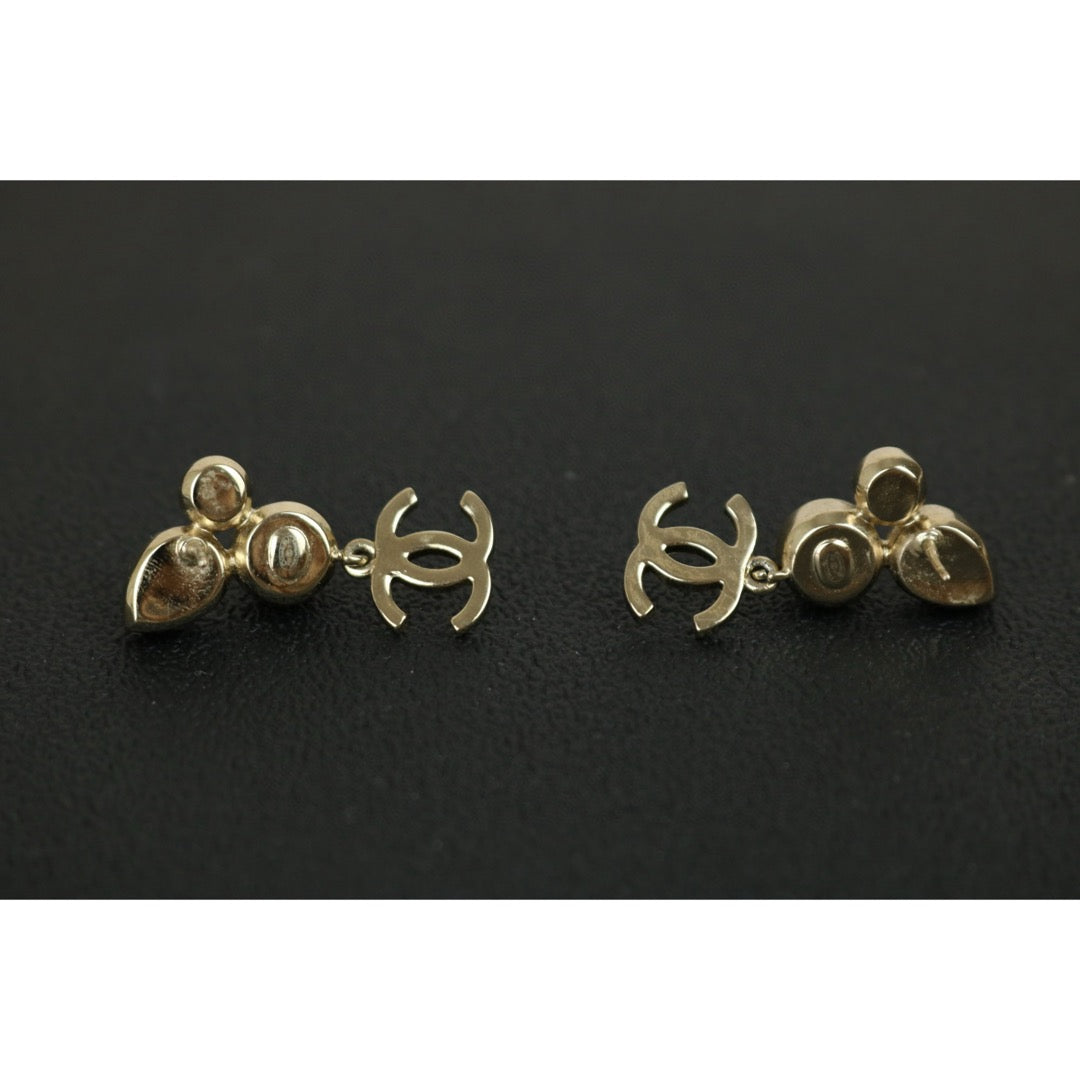 Very Good ( Rank A) ｜CHANEL Pearl COCO Mark Pearl Rhinestone Earrings ｜F25012304