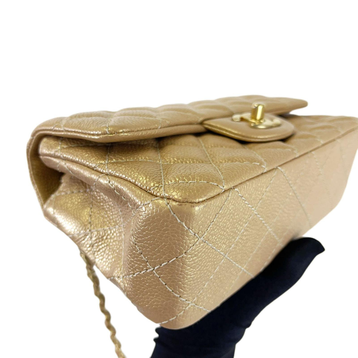 Mini 15C Rectangle Caviar Gold GHW