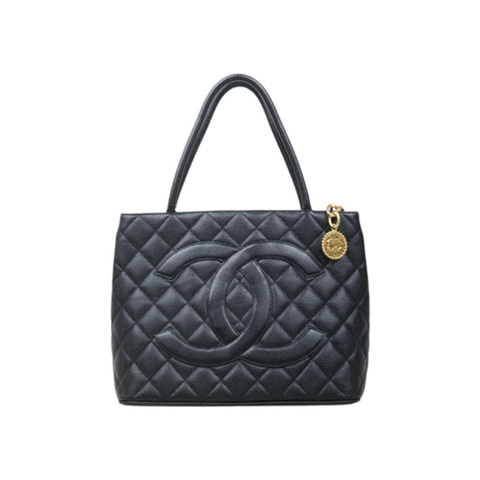 Very Good ( Rank A) ｜ CHANEL Caviar Skin Leather Calf Leather Tote Bag Black Made In 2000～2002 Year｜24122615