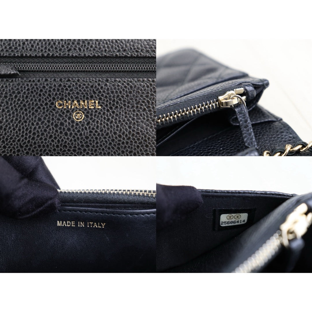 Good ( Rank AB)｜ CHANEL Matelasse Caviar Skin Chain WOC Black  Made in 2018Year ｜H25063007