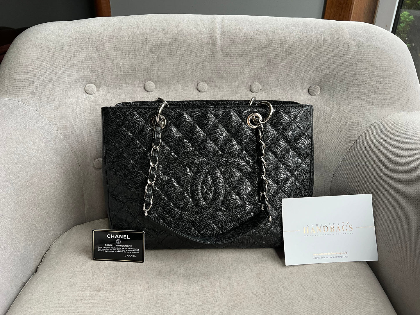 Chanel Black Caviar Grand Shopper Tote  Silver Hardware