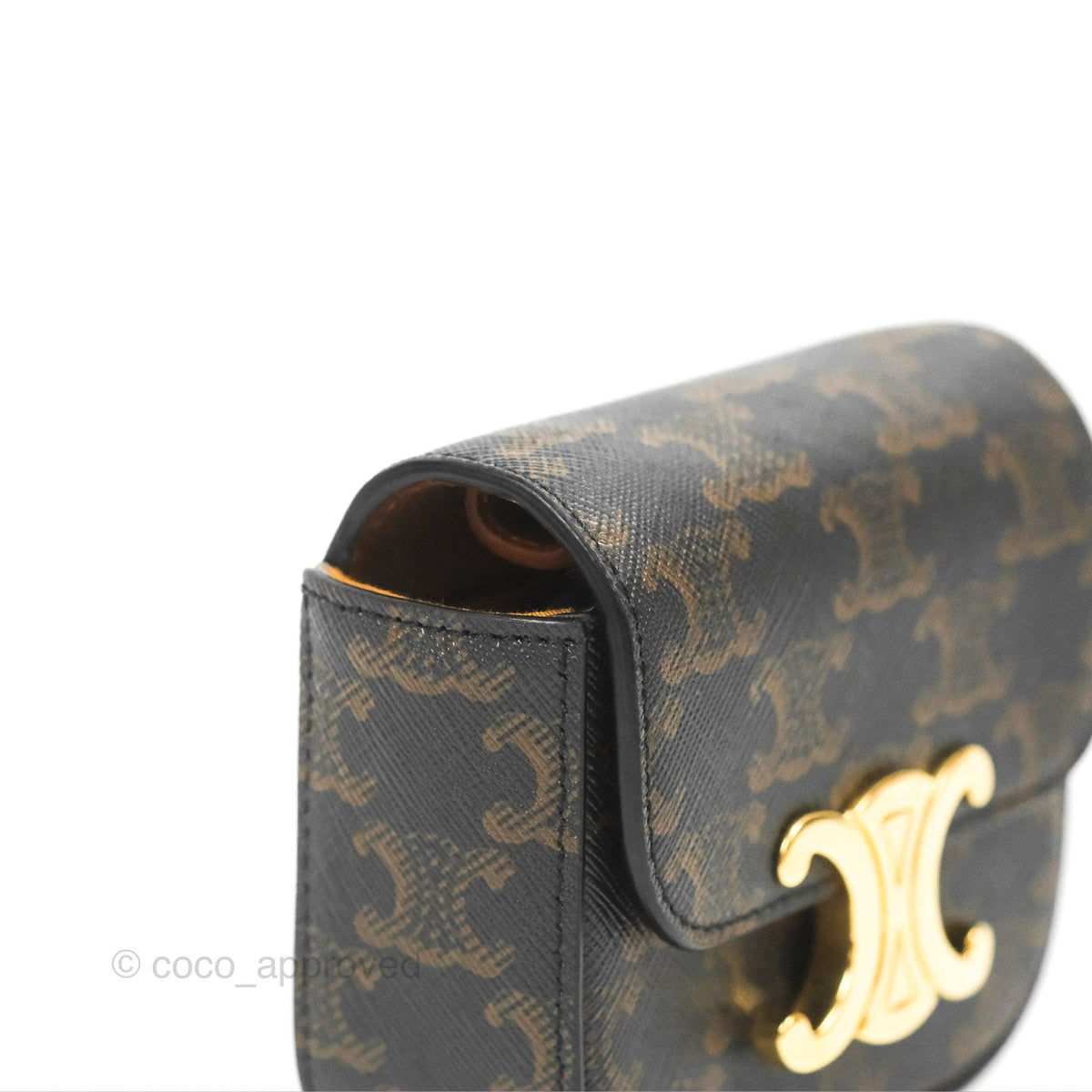 Celine Tan Canvas Calfskin Mini Triomphe