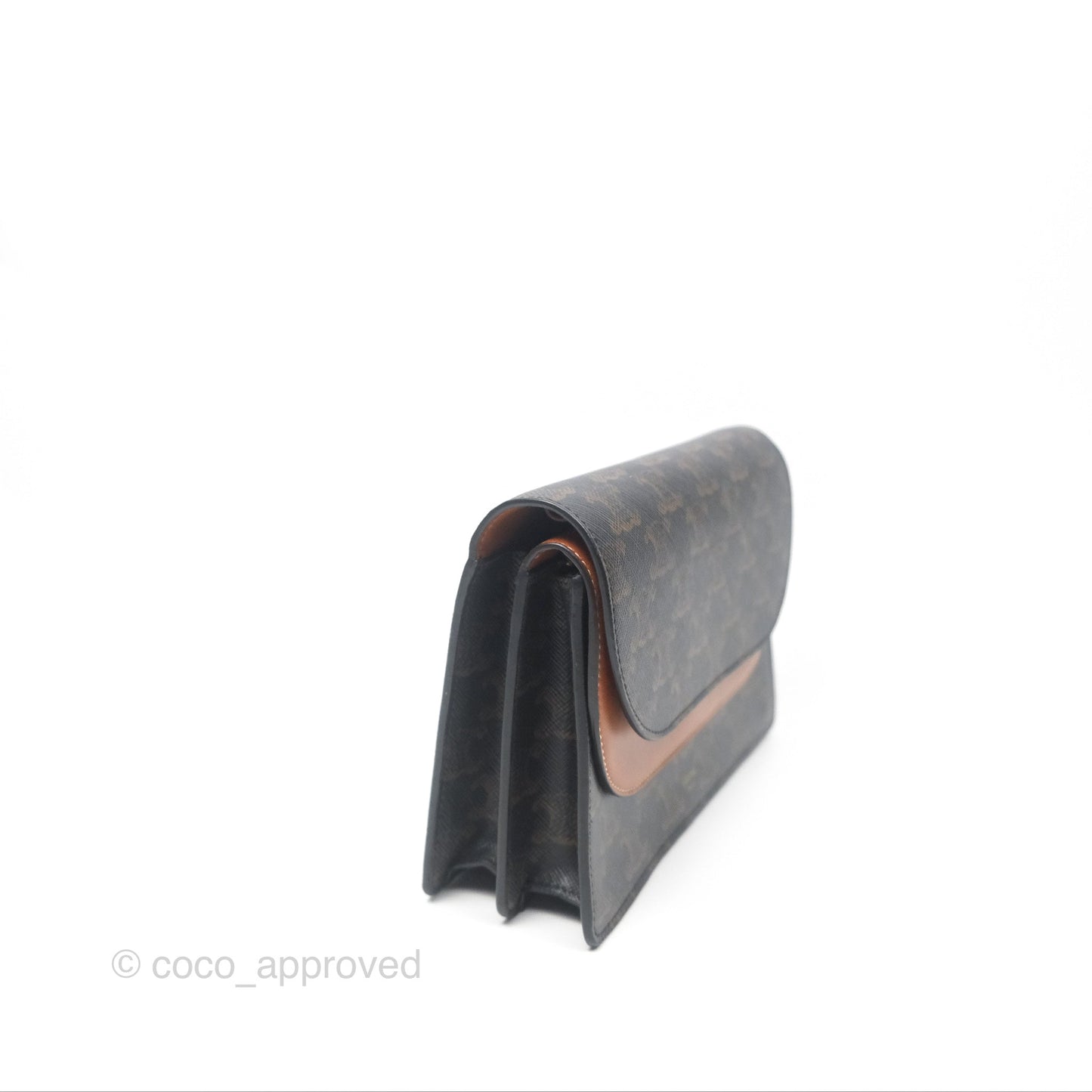 Celine Wallet On Strap Triomphe Canvas Tan Lambskin