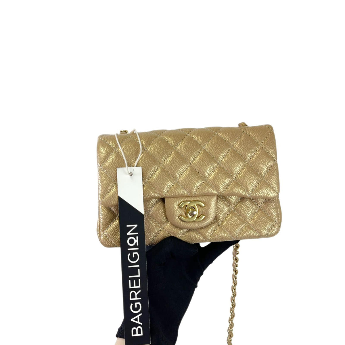 Mini 15C Rectangle Caviar Gold GHW