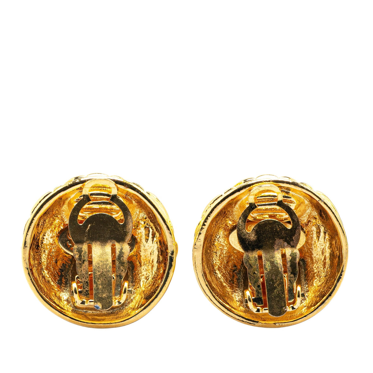 Gold Chanel Gold Plated CC Quilted Clip On Earrings