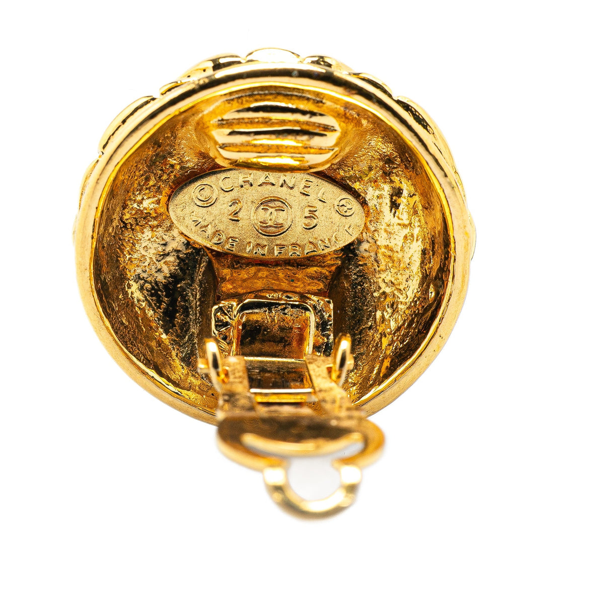 Gold Chanel Gold Plated CC Quilted Clip On Earrings