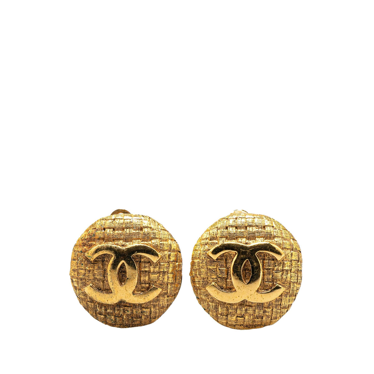 Gold Chanel Gold Plated CC Clip On Earrings