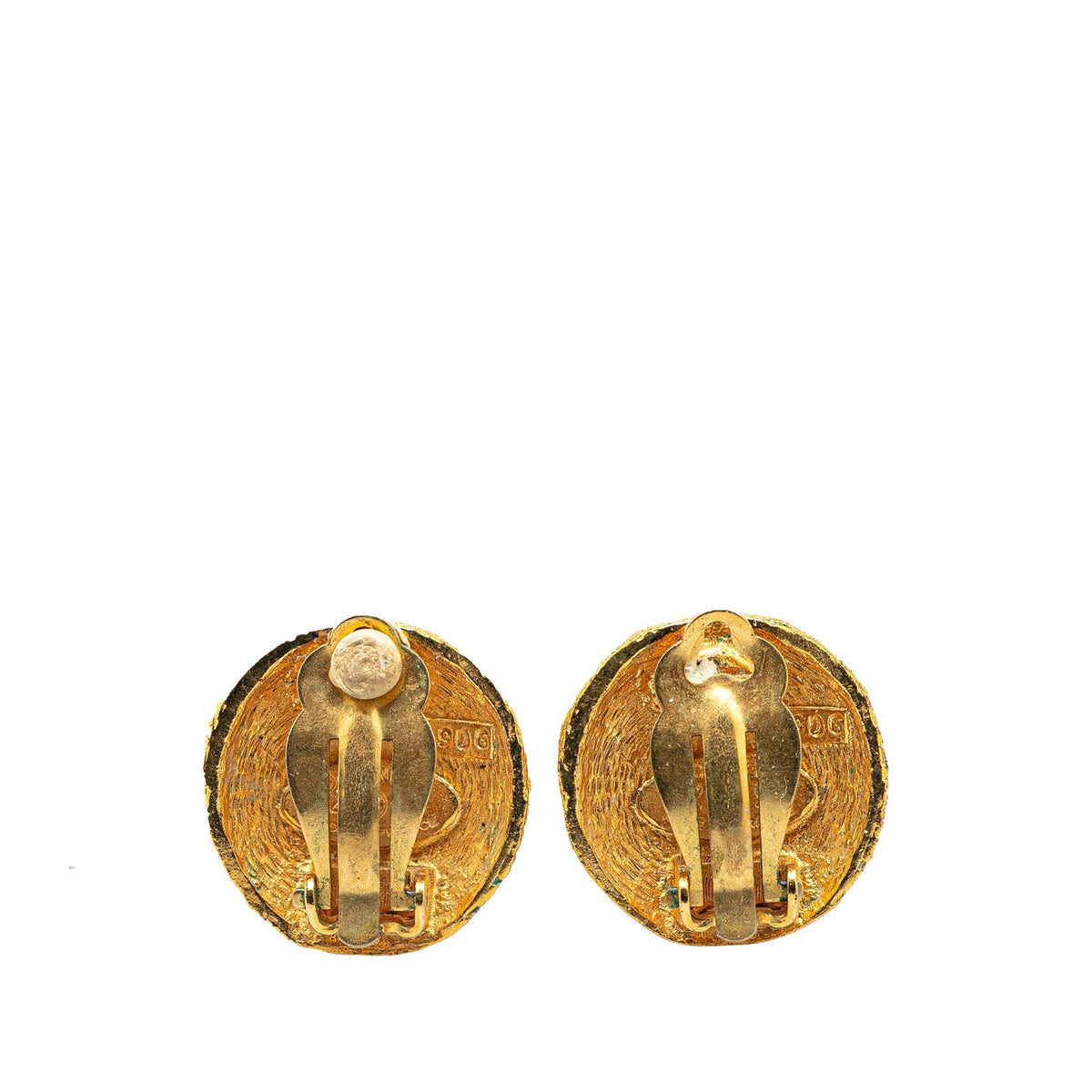 Gold Chanel Gold Plated CC Clip On Earrings