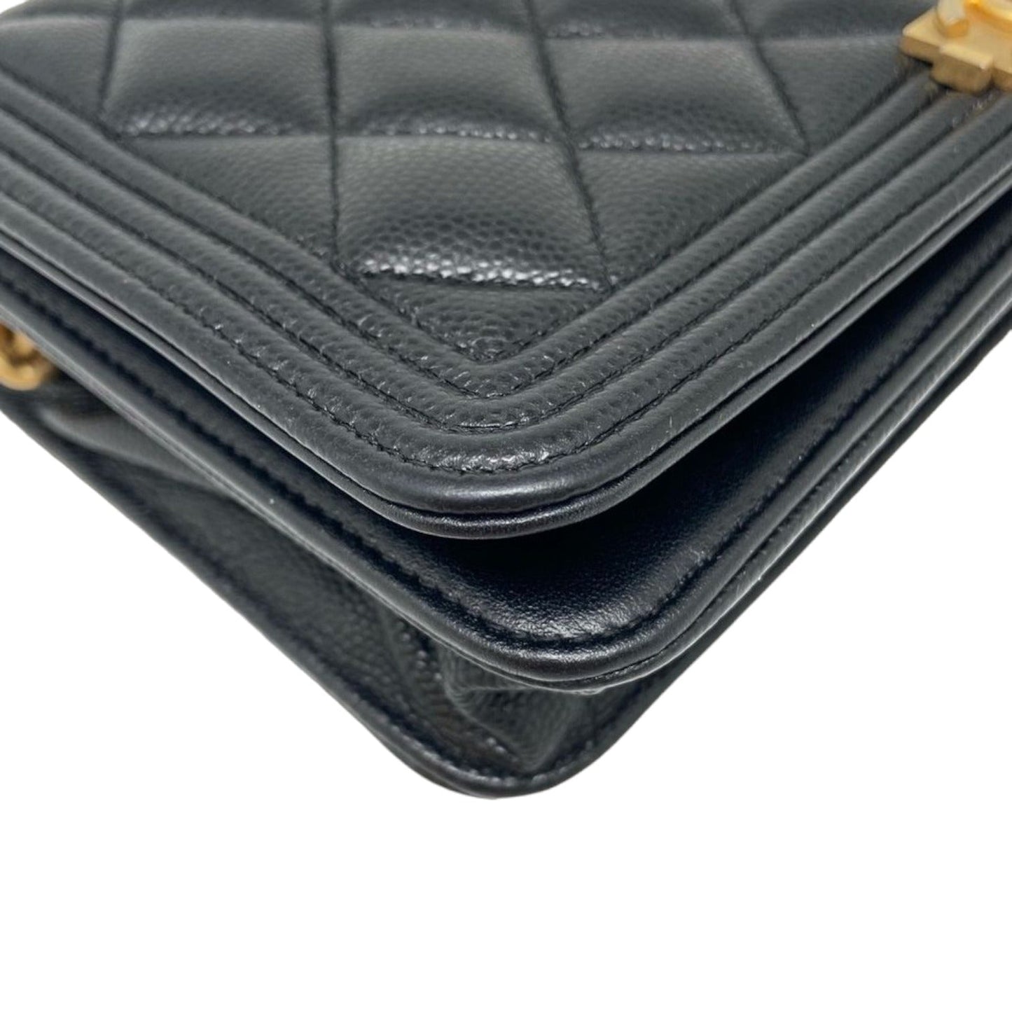 Boy Wallet on Chain WOC Caviar Quilted Black GHW