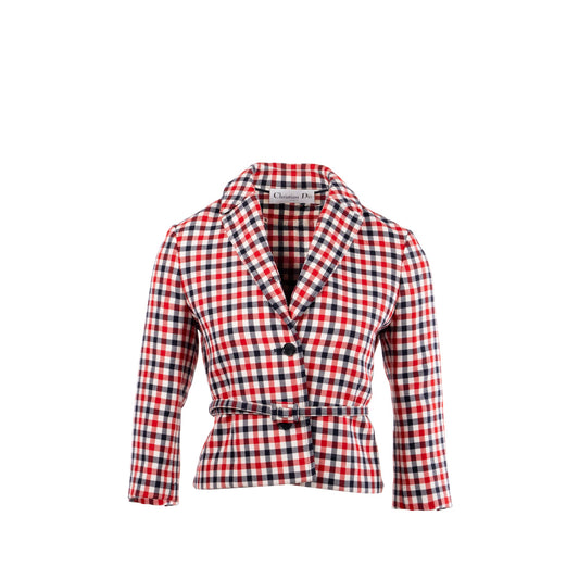 Dior size 34 Plaid Patterns jacket virgin wool Red/multicolour