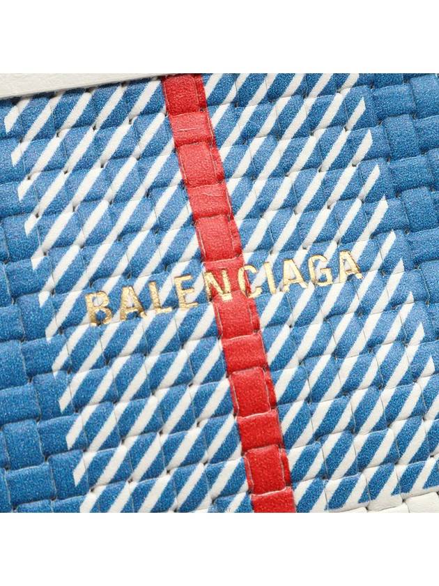 Luxury Balenciaga  Multi check printed gold lettering logo hand strap Babes pouch clutch