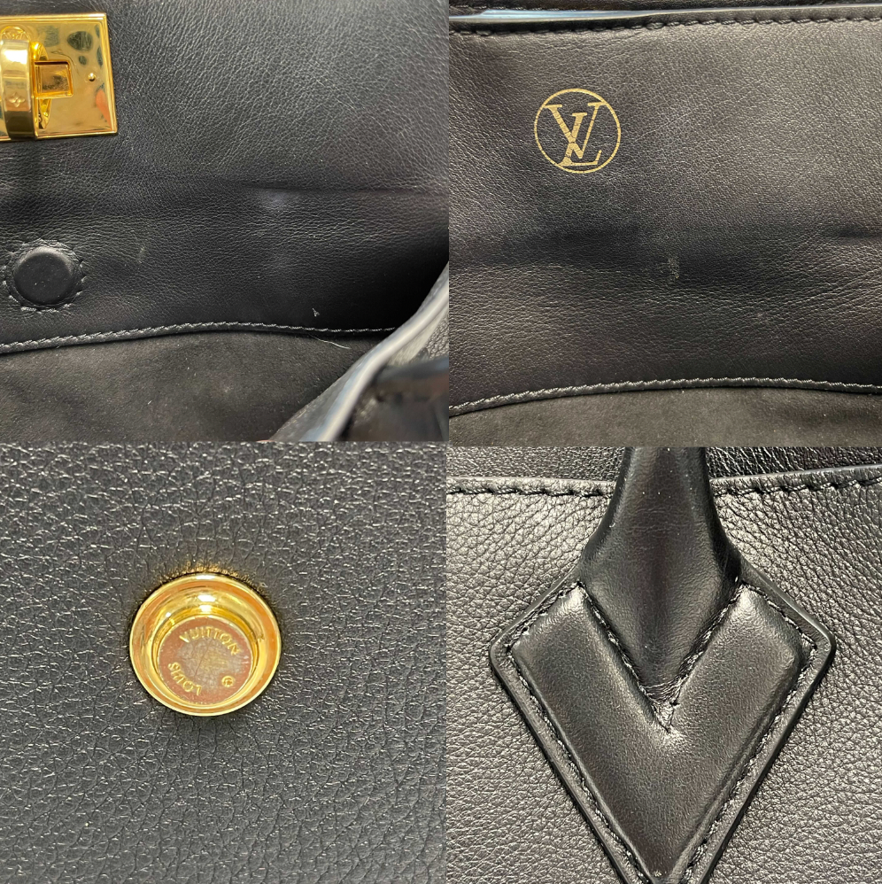 LOUIS VUITTON On My Side Monogram Noir Black Tufting Tote Crossbody Handbag