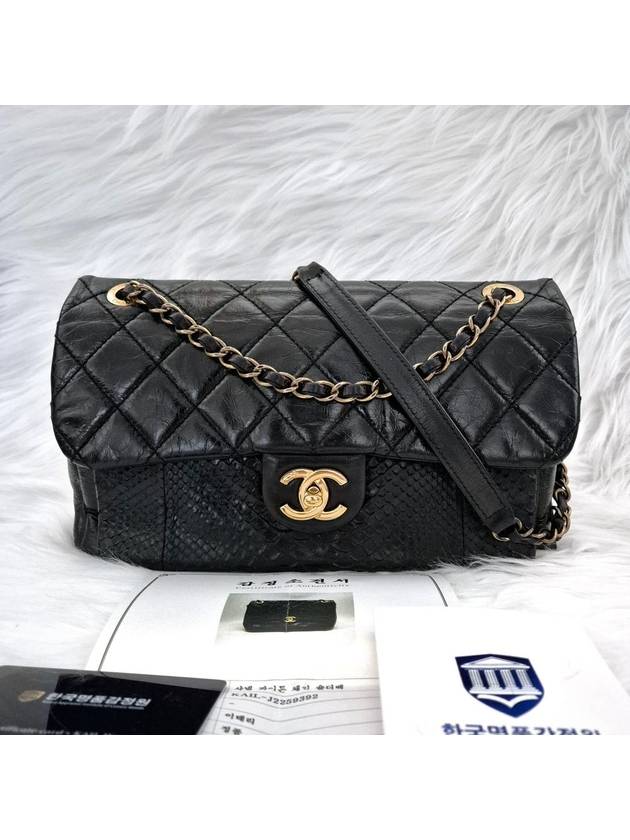 Python chain crossbag shoulder bag black Chanel