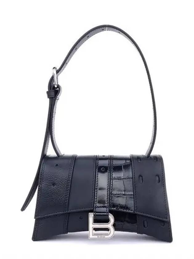 Luxury Balenciaga  Hourglass Mix Leather Tote Bag Black