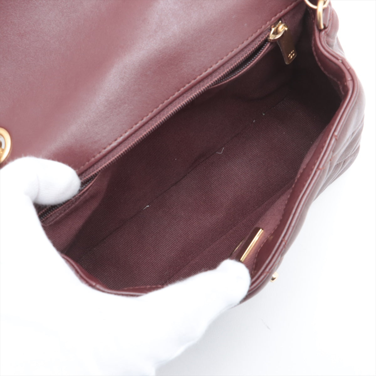 Chanel Mini Lambskin  Single Chain Single Chain Bag Bordeaux Gold  IC Chip
