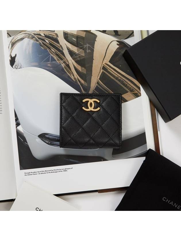 Women s CC Logo Flap Bicycle Wallet Black Chanel