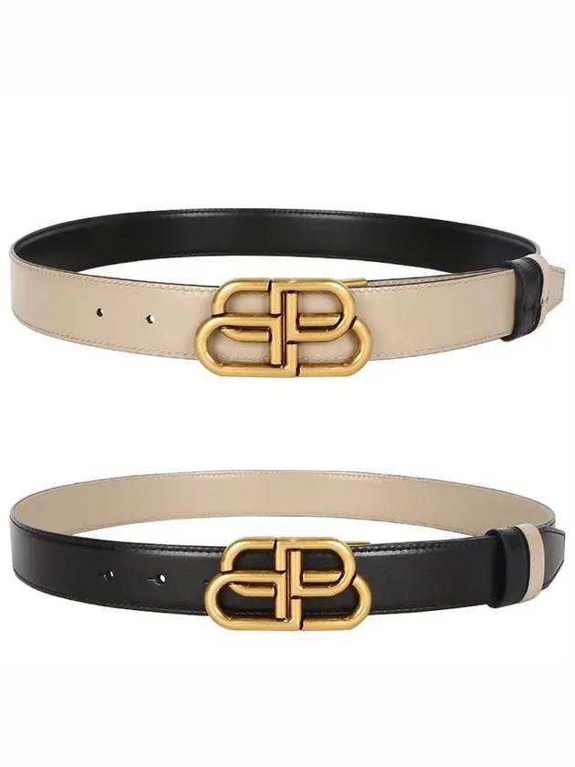Luxury Balenciaga  BB Logo Double-Sided Belt Black
