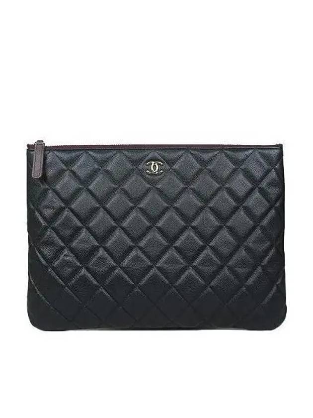 COCO Champagne Gold Logo Black Caviar Classic New Medium Clutch Chanel