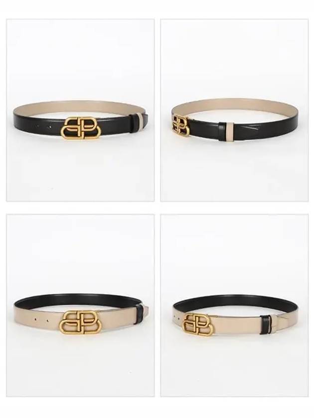 Luxury Balenciaga  BB Logo Double-Sided Belt Black