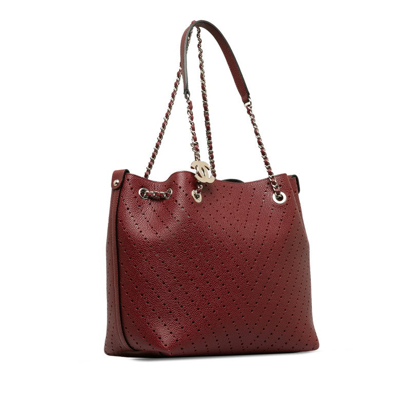 Chanel Cocomark V  Chain houlder Bag Wine Red Leather Lady Chanel