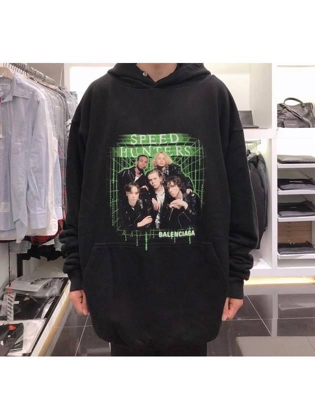Luxury Balenciaga  Speed Hunter Print Hoodie Black