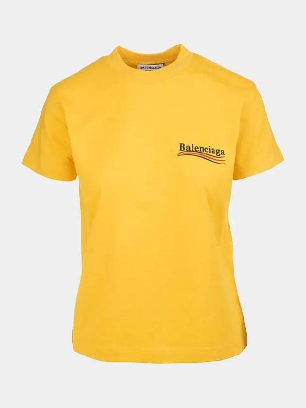 Luxury Balenciaga  Wave Logo Slim Fit Short Sleeve T-Shirt Yellow