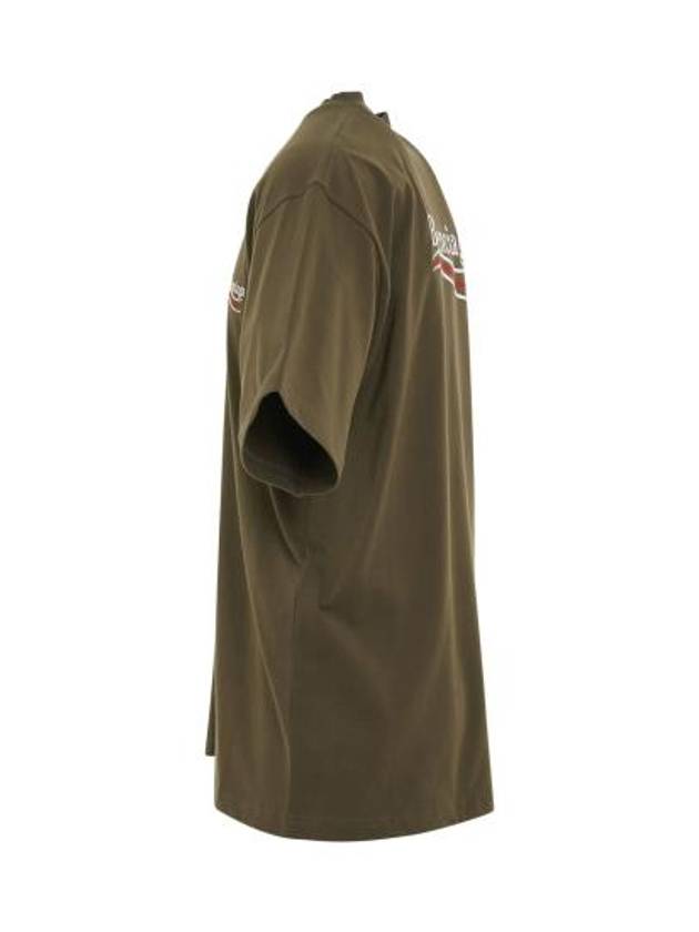 Luxury Balenciaga  Wave Logo Political Campaign Large Fit Short Sleeve T Shirt Khaki