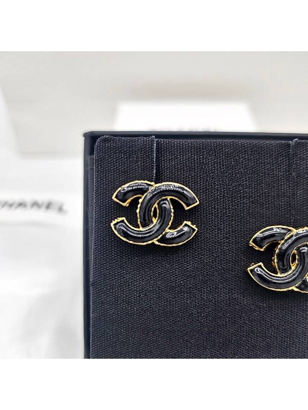 CC Logo Earrings Gold Black Chanel