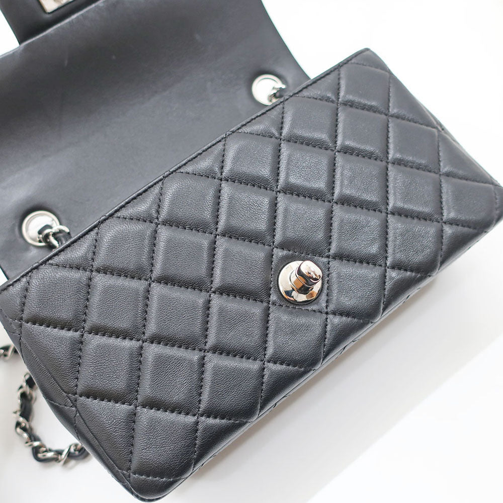 CHANEL Mini Flap Bag 20  Black Silver G  SV Chainsholder Bag Coco Black  A69900