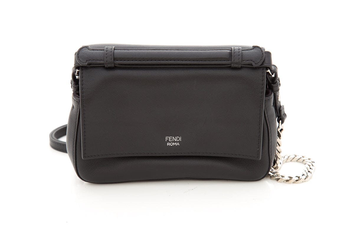 Fendi Black Micro Double Stud Baguette Cross-Body