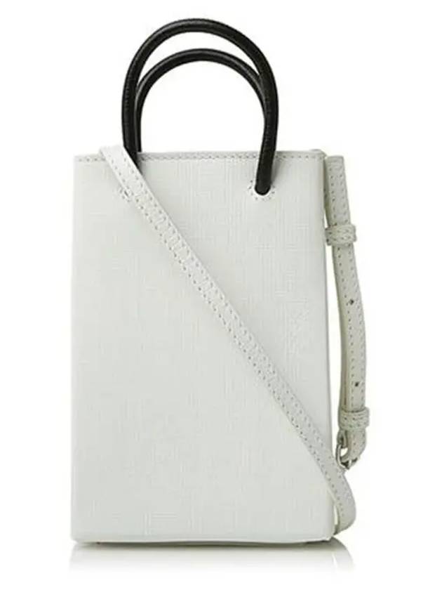Luxury Balenciaga  Logo Leather Phone Holder Mini Bag White