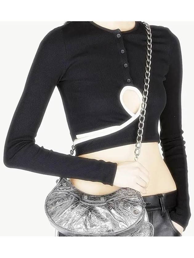 Luxury Balenciaga  WoMen's Le Cagole XS Chain Metal Shoulder Bag Silver