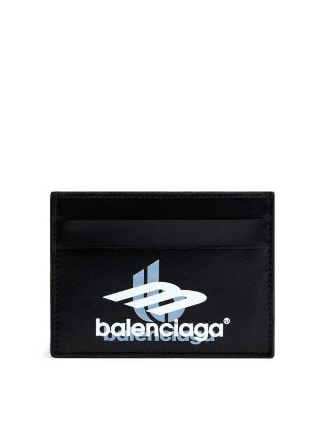 Luxury Balenciaga  Logo Print Leather Card Wallet Black