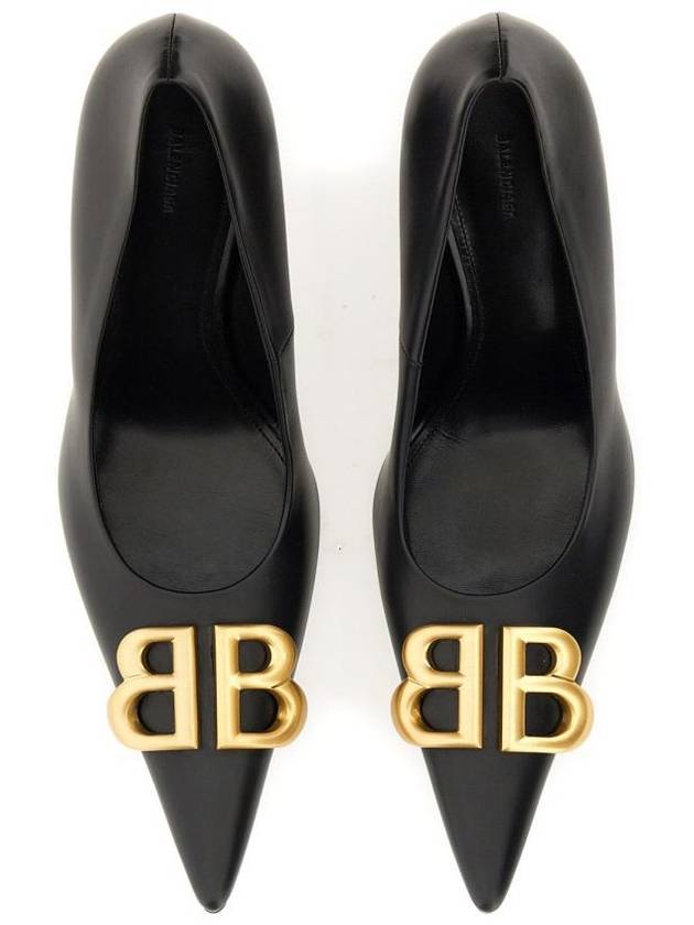 Luxury Balenciaga  Women's Logo Plaque Pointed toe Heels BLACK