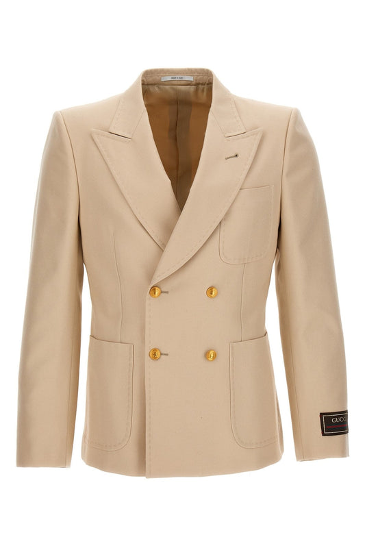 Gucci Men Cotton Double Breast Blazer Jacket